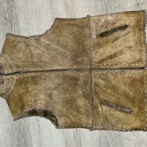 Sundance Tan Shearling Leather Wool Vest